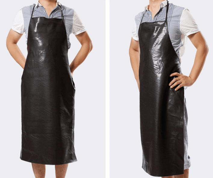 Men Women Faux Leather Bib Apron Waterproof Kitchen Restaurant Cooking Aprons 