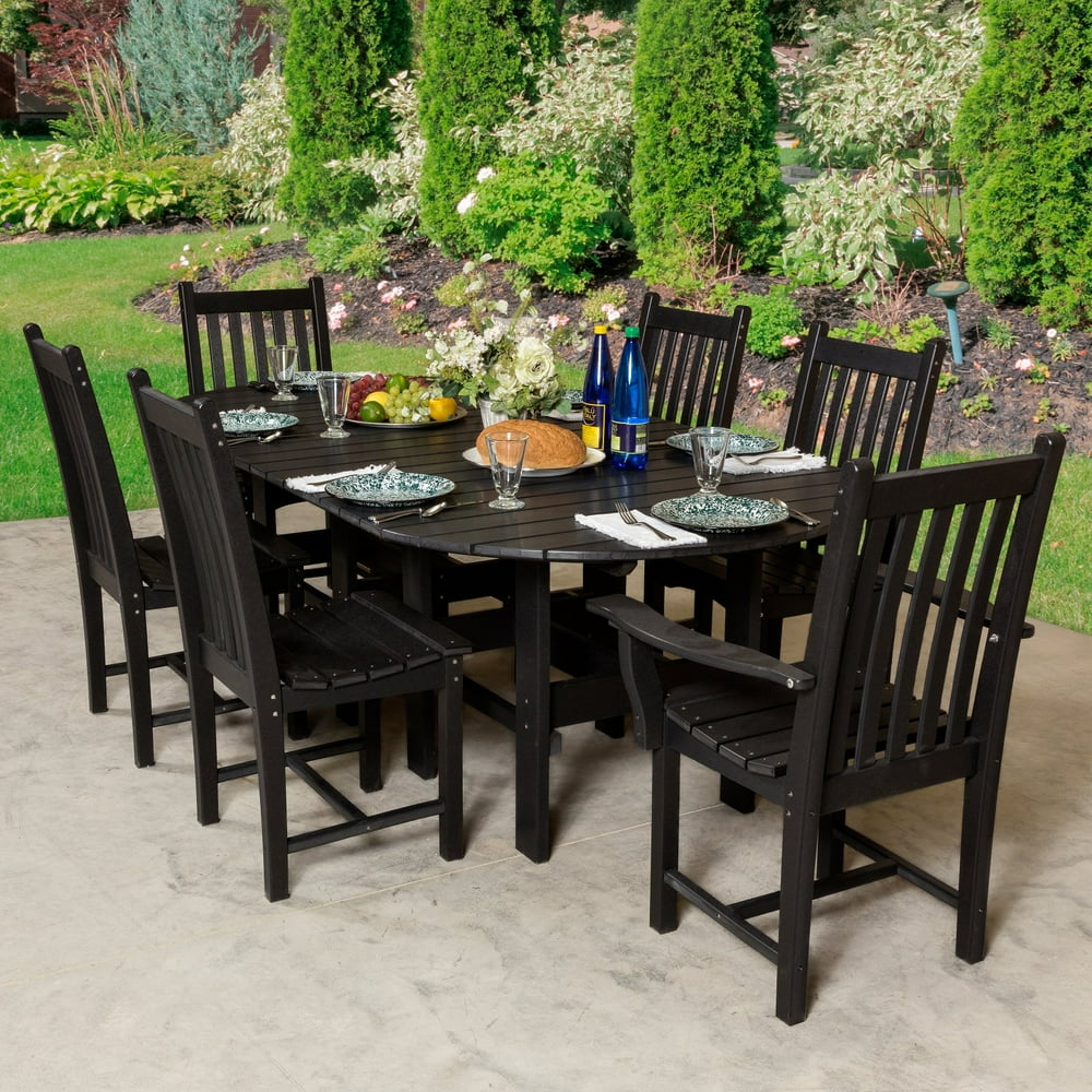 WILDRIDGE Classic Recycled Plastic 7 Piece Oval Patio Dining Set
