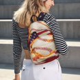 thumbnail image 5 of Honeii Baseball Ball With Flag Print Canvas Backpack for School & Outdoor,Laptop Excursion Backpack,Notebook School Bookbag For Men Women,for Work, Travel, and Everyday Use-Small, 5 of 5