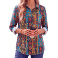 thumbnail image 2 of Fantaslook Womens Button Down Shirts Boho Floral Printed Long Sleeve Blouses Business Work Shirt Dressy Casual Loose Tops, 2 of 10
