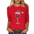 thumbnail image 3 of Wiyuqeen Women's Christmas Rhinestone T-Shirt 3/4 Sleeve Sparkly Bling Holiday Party Top Casual Loose Fit Crewneck Shirt for Xmas Gift, 3 of 6