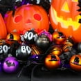 thumbnail image 2 of SHareconn 30ct 2.36 Inch Halloween Tree Ornaments, Colored Shatterproof Plastic Decorations Balls Baubles for Christmas Party Haunted House Decoration (Black & Orange Purple, 6cm), Blackorangepurple, 2 of 12