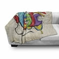 thumbnail image 3 of Music Soft Flannel Fleece Throw Blanket, Illustration of Graffiti Style Lettering Headphones Hip Hop Theme on Beige Bricks, Cozy Plush for Indoor and Outdoor Use, 50" x 70", Multicolor, by Ambesonne, 3 of 6
