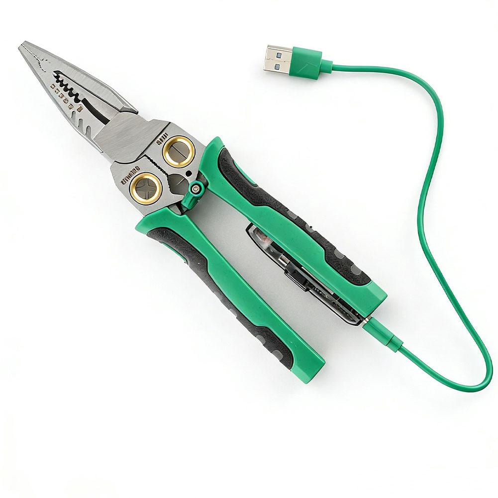 Multi-Functional Wire Stripping Pliers,Rechargeable Wire Strippers Tool with with Strippers/Crimper Wires Voltage Tester, Pl