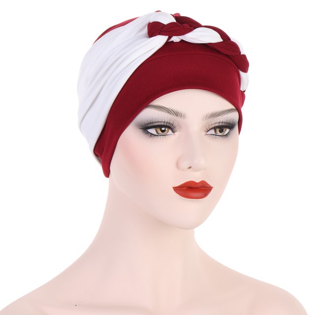 Side braid multi-color soft headscarf hat Muslim chemotherapy hat new style