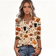 thumbnail image 5 of Trgacdwlo Halloween Shirts for Women 2026 Retro Ghost Halloween Pumpkin Henley Womens 3/4 Sleeve Tops and Blouses Novelty Funny Ghost Print Fall Tunic Shirts for Women, 5 of 6
