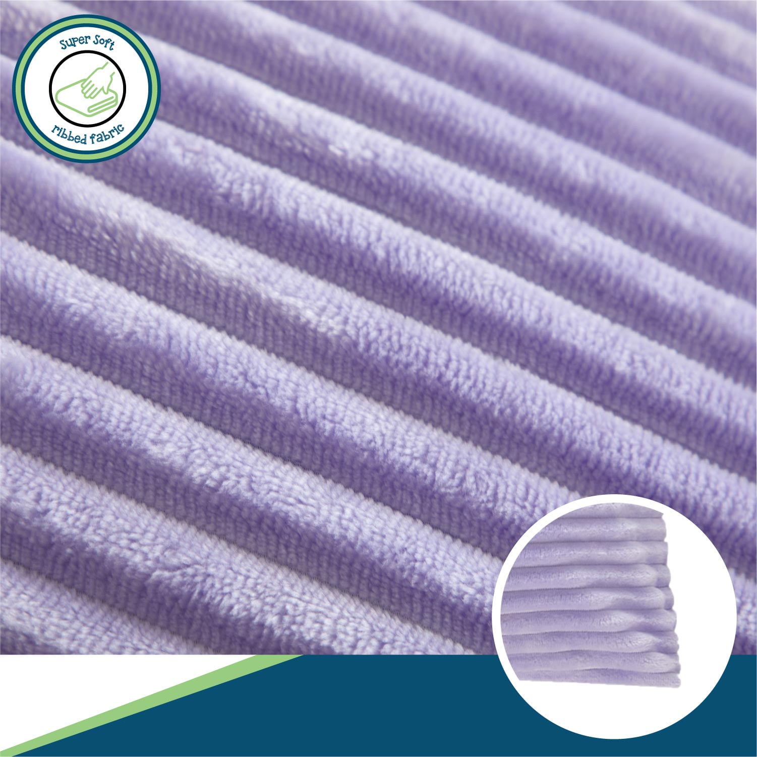 Your Zone Ribbed Body Pillow with Removable Cover, 48 in x 20 in, Lilac
