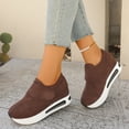 thumbnail image 2 of Rokment Womens Platform Wedge Walking Shoes 2026 Spring Fall Suede Chunky Height Increasing Mid Heel Fashion Sneakers Nurses Nursing Work Loafers Brown Size 7, 2 of 5