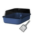 thumbnail image 2 of EHJRE Cat Semi Closed Bedpan High Sided Portable Kitten Toilet Cat Toilet Sandbox Lowered Front for Young Cat Senior Cat blue, 2 of 8