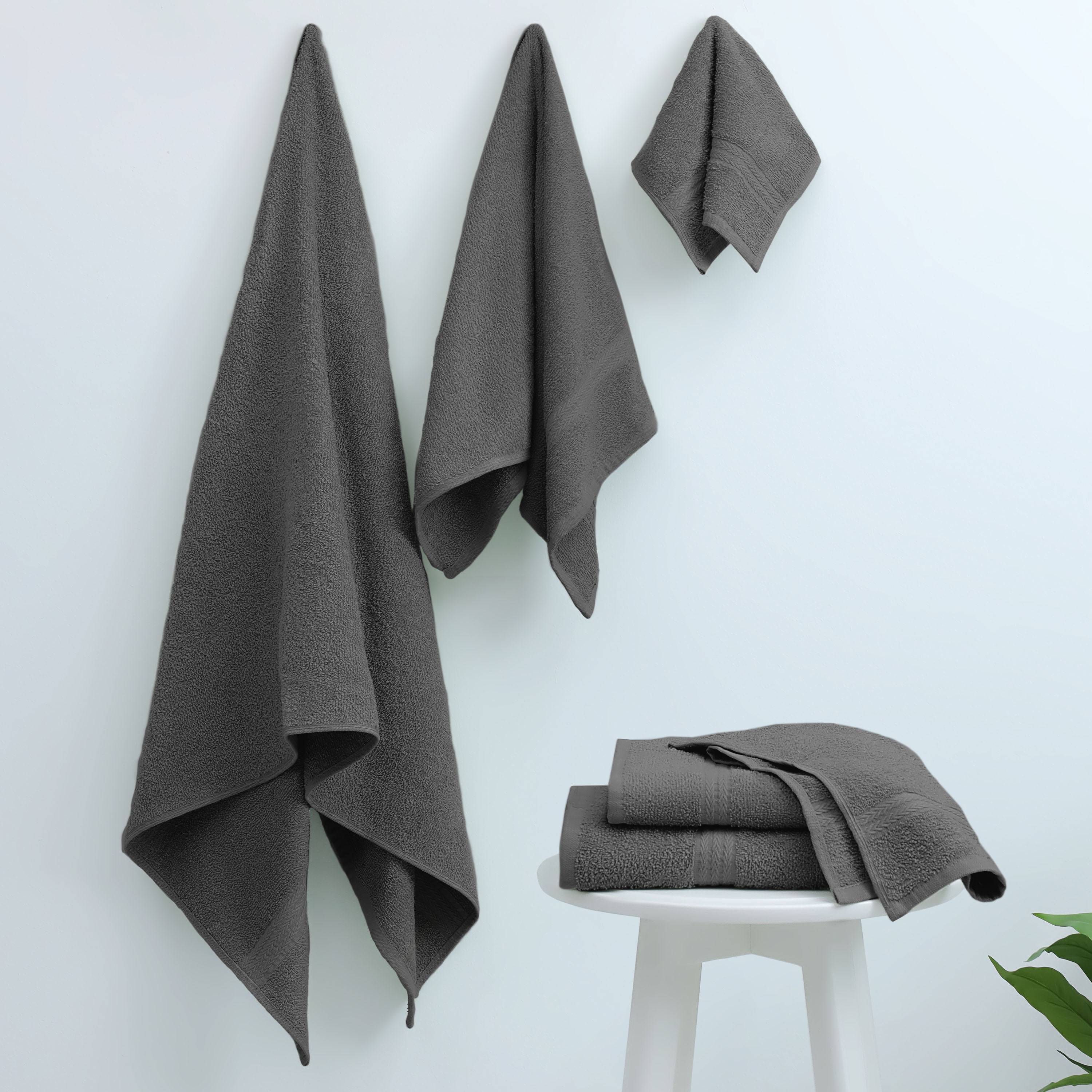 Martex Easy Living 6-Piece Cotton Towel Set, Soft & Quick-Dry Towels, Charcoal