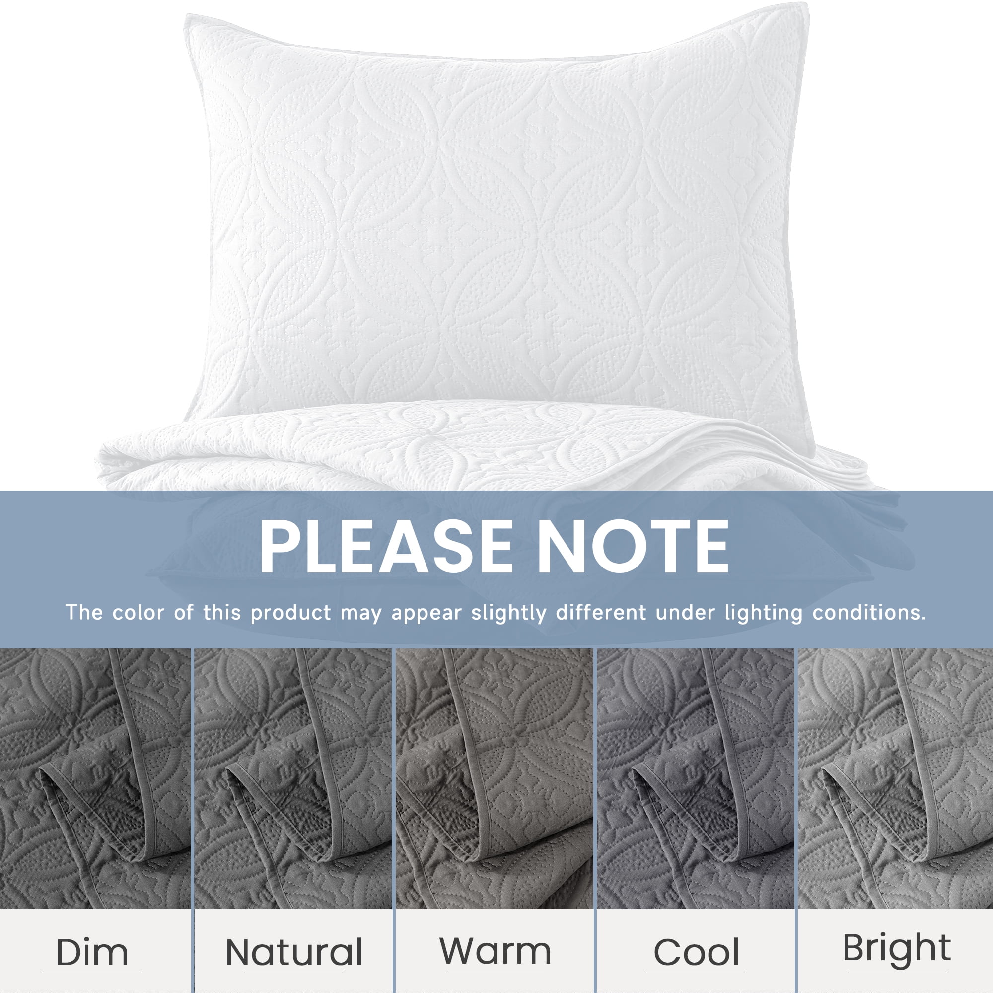 Quilt Set Queen Size - Lightweight Quilts Summer Bedspreads for All Season 3 Piece (1 Quilt, 2 Pillow Shams) - White