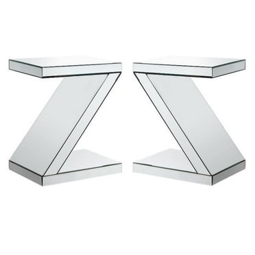 Home Square 23.5"H Furniture Mirrored End Table - Set of 2
