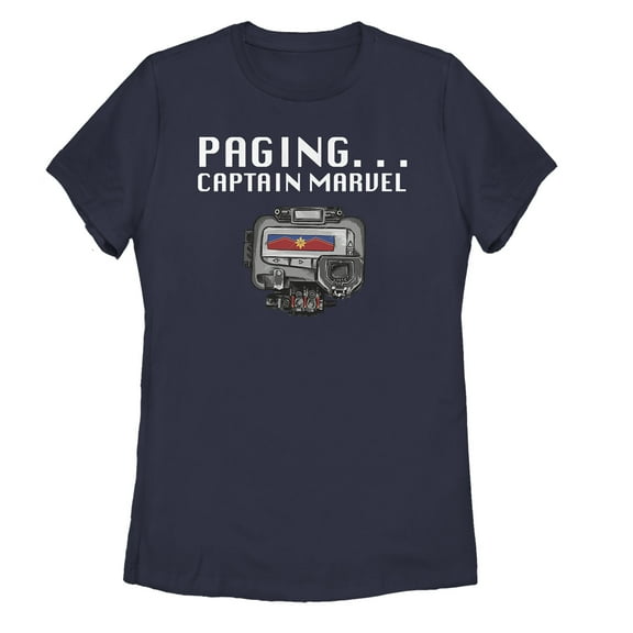 Women's Marvel Captain Marvel Pager Gadget  Graphic Tee Navy Blue X Large