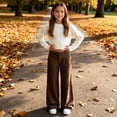 thumbnail image 6 of Big Girls Corduroy Pants Elastic Waist Wide Leg Trousers with Front Patch Pockets for School Fall Winter Wear, 7Y-16Y, 6 of 9