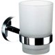 thumbnail image 1 of ZHAOCHENG Vaso de vidrio para cepillo de dientes con soporte de acero inoxidable para montaje en pared cromado, 1 of 5