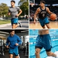 thumbnail image 4 of SELONE Men Running Shorts Lightweight Elastic Waist Short Pants With Liner Drawstring Shorts Soild Outdoor Sportswear, 4 of 8