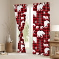 thumbnail image 3 of Rustic Bear Deer Curtains & Drapes Family Christmas Tree Snowflake 30%-50% Blackout Curtains Farmhouse Christmas Decor Window Curtains Buffalo Grid Window Treatments 52Wx63L, 3 of 6