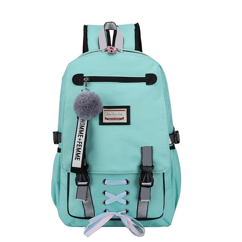 Backpack Travel Green Grass White Flowers School Bookbags Shoulder Laptop Daypack College Bag For Womens Mens Boys Girls