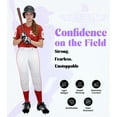 thumbnail image 4 of Exxact Sports Womens Softball Pants Knicker/Yoga Style Knee Length, 4-Way Stretch Low Rise Softball Pants for Women - (AL, White/Red Braid), 4 of 7