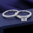 thumbnail image 2 of Bow Jewel 1.87 Ct VVS1/D Princess Cut Lab Created Simulated Diamond Ring - 14K White Gold Plated Elegant Ring for Couples - Wedding Ring Gifts for Couples - Celebrate Your Love with Timeless Beauty, 2 of 9