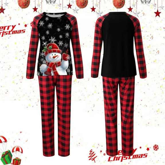 Christmas Family Matching Pajamas Sets Shirts & Pants Printed Holiday Xmas 2 Pcs Pjs for Mom (Black for Mom L)