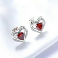 thumbnail image 4 of Saintda February Birthstone Stud Earrings for Women 925 Sterling Silver Heart Shaped Earrings Birthday Christmas Gifts, 4 of 5