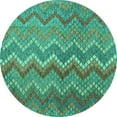 thumbnail image 1 of Ahgly Company Machine Washable Indoor Round Southwestern Turquoise Blue Country Area Rugs, 5' Round, 1 of 4