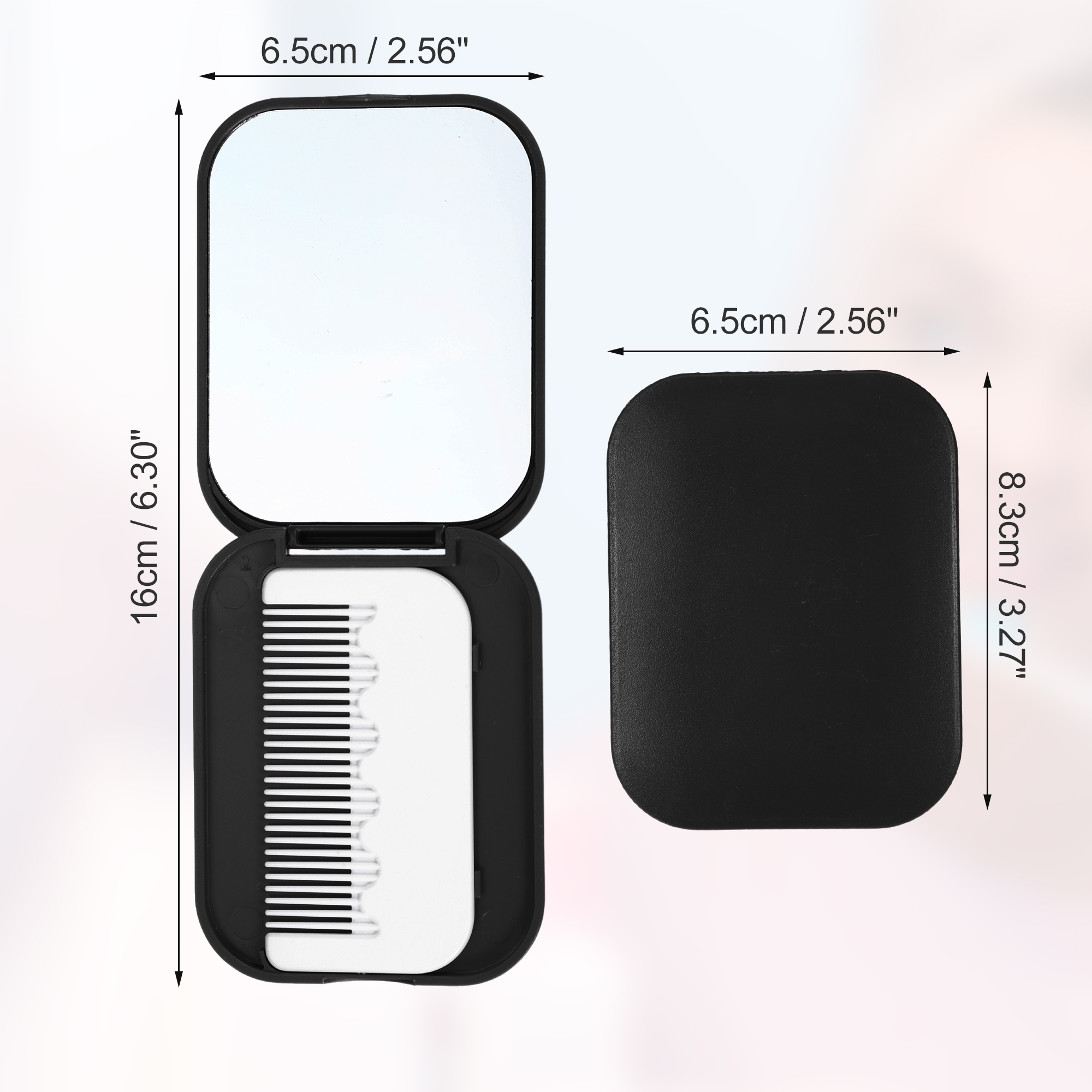 Unique Bargains 1 Pc Women's Mirror Comb for Curly Straight Dry Wet Hair Black