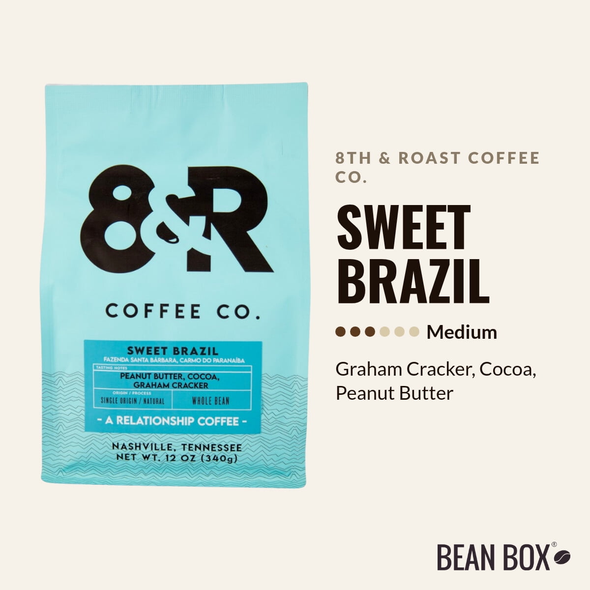 Sweet Brazil - Roasted by 8th & Roast Coffee Co. - Whole Bean Coffee - 2lb Bag
