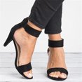 thumbnail image 4 of Women's Mid Low Block Heels Peeptoe Sandals Ankle With Buckle Strap Office Work Smart Ladies' Summer, 4 of 7