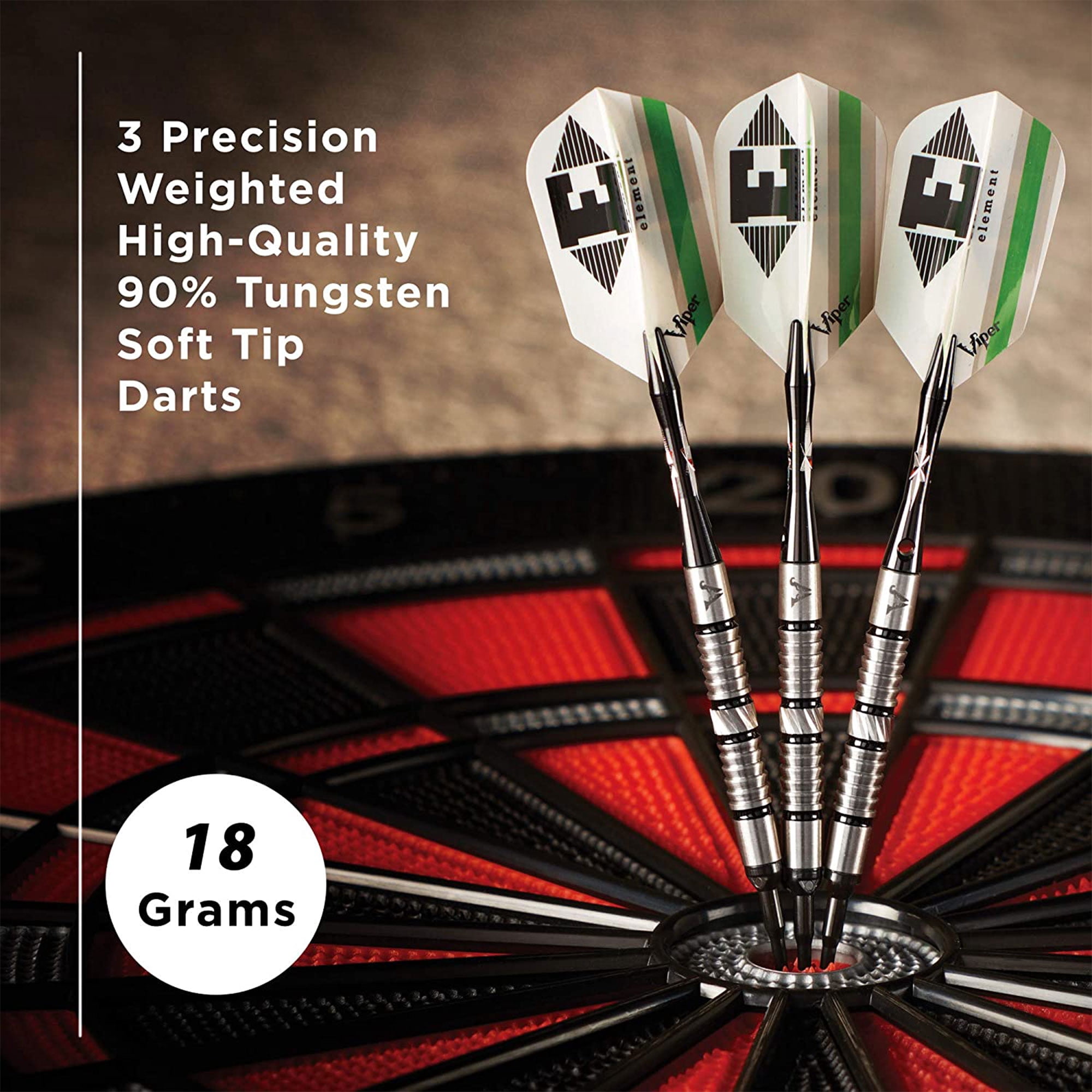 Viper Element 90 Percent 18 Gram Tungsten Soft Tip Shark Fin Barrel Darts