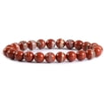 thumbnail image 1 of Natural Red River Jasper Gemstone 8mm Round Beads Stretch Bracelet 7" Unisex, 1 of 2