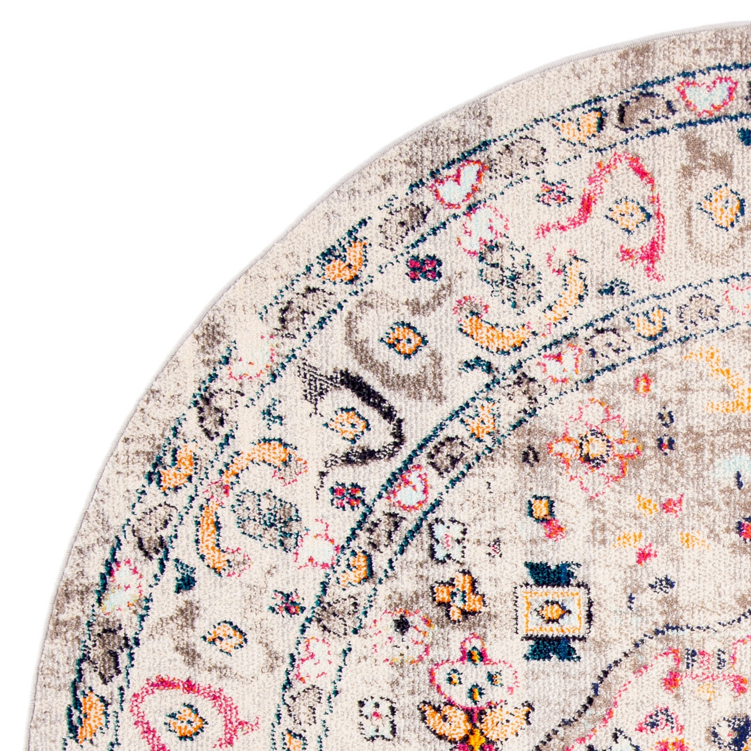SAFAVIEH Madison Trenton Vintage Traditional Area Rug, Grey/Blue, 6'7" x 6'7" Round