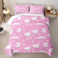thumbnail image 2 of Homewish Kawaii Cat Dogs Quilt King,Cute Pets Paws King Coverlet Set,Pink White,3 Pieces, 2 of 7