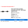 thumbnail image 2 of Front Left CV Axle Assembly - Compatible with 1999 - 2003 Toyota Solara 3.0L V6 2000 2001 2002, 2 of 2