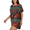 thumbnail image 2 of Picia Colorful Reptile And Leaves Pajamas Sets for Women Soft Short-Sleeved Pjs with Lounge Shorts Two Piece Sleepwear-X-Large, 2 of 9
