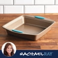 thumbnail image 4 of Rachael Ray Cucina 9 inch Nonstick Bakeware Square Cake Pan, Latte Brown with Agave Blue Handles, 4 of 8