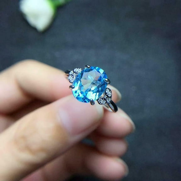 HeartsAndYou 1.5ct Natural Topaz & Diamond Accent Solitaire Ring 100% 14k SOLID White Gold