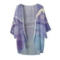 thumbnail image 4 of Ketyyh-chn99 Women Long Cardigan Beach Long Kimono Cardigan Cover-up Short Sleeve Shirt Purple,M, 4 of 4