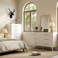 thumbnail image 3 of Noelse 2 Piece Bedroom Furniture Set, 6 Drawer Dresser & 5 Drawer Tall Dresser with Metal Handles, White, 3 of 10