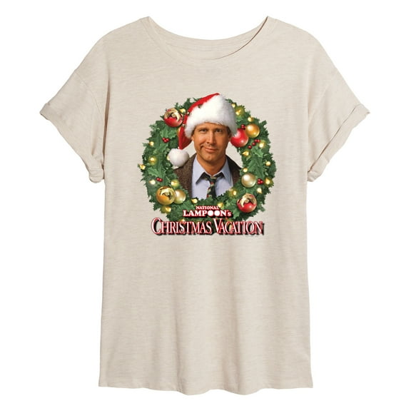 National Lampoon's Christmas Vacation - Clark Holiday Wreath - Women's Oversized T-Shirt