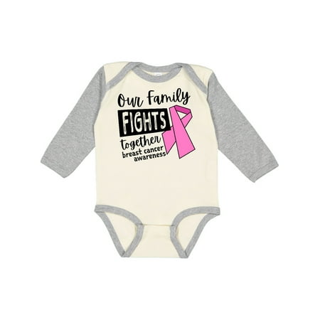 

Inktastic Our Family Fights Together Breast Cancer Awareness Gift Baby Boy or Baby Girl Long Sleeve Bodysuit