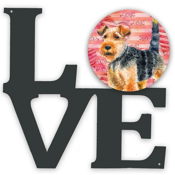 Welsh Terrier Love Metal Wall Artwork LOVE Red