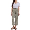 thumbnail image 2 of Striped Pants for Women Elastic Waist High Waisted Wide Leg Summer Casual Pants XS Black, 2 of 6