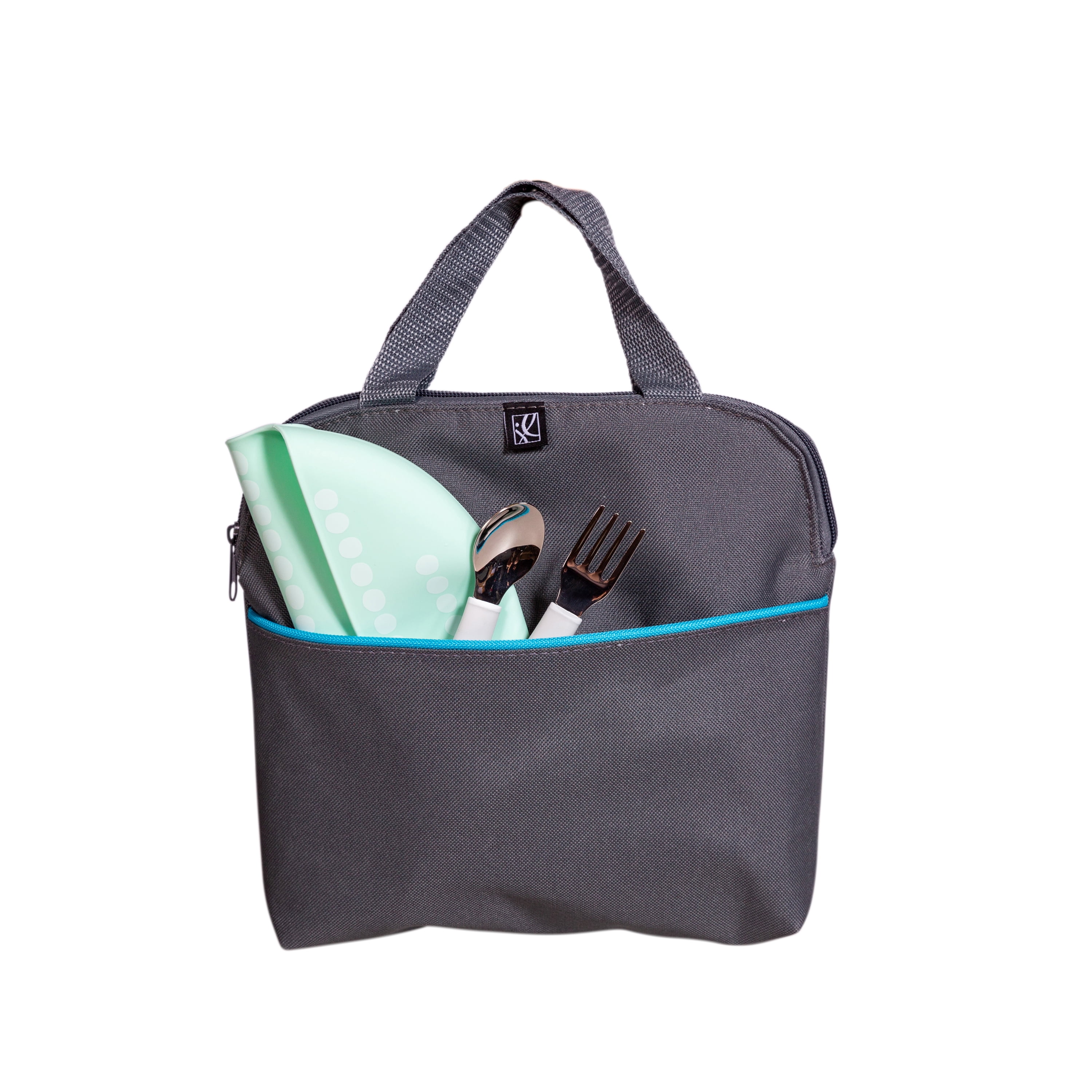J.L. Childress MaxiCOOL Breast Milk Cooler Travel Bag - Insulated Baby Bottle Storage Bag - Grey/Teal
