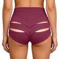 thumbnail image 6 of Kvture Cut Out Yoga Shorts Booty Butt Lifting Scrunch Shorts High Waisted Workout Gym Active Hot Pants Wine L, 6 of 6