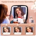thumbnail image 3 of Cosmetiquera para Maquillaje, Estuche de Maquillaje con Espejo LED Desmontable, Puff para Polvo,Neceser Pequeño de Maquillaje,Juego de Brochas de Maquillaje,Cosmetiquera de Viaje, Bolso Portátil, 3 of 7