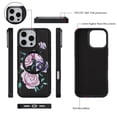 thumbnail image 4 of for iPhone 13 Pro Max Floral Pattern PU Leather + TPU Magnetic Wireless Charging Case, Classic Shockproof Ultra Slim Drop Protective Anti-Scratch Lightweight Women Girls Back Cover, Black, 4 of 8