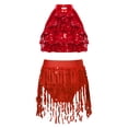 thumbnail image 3 of Haitryli Girls Sequins Tassel Jazz Latin Dance Dress Outfits Metallic Crop Top with Briefs Skirt for Ballroom Dancing Red 6, 3 of 7