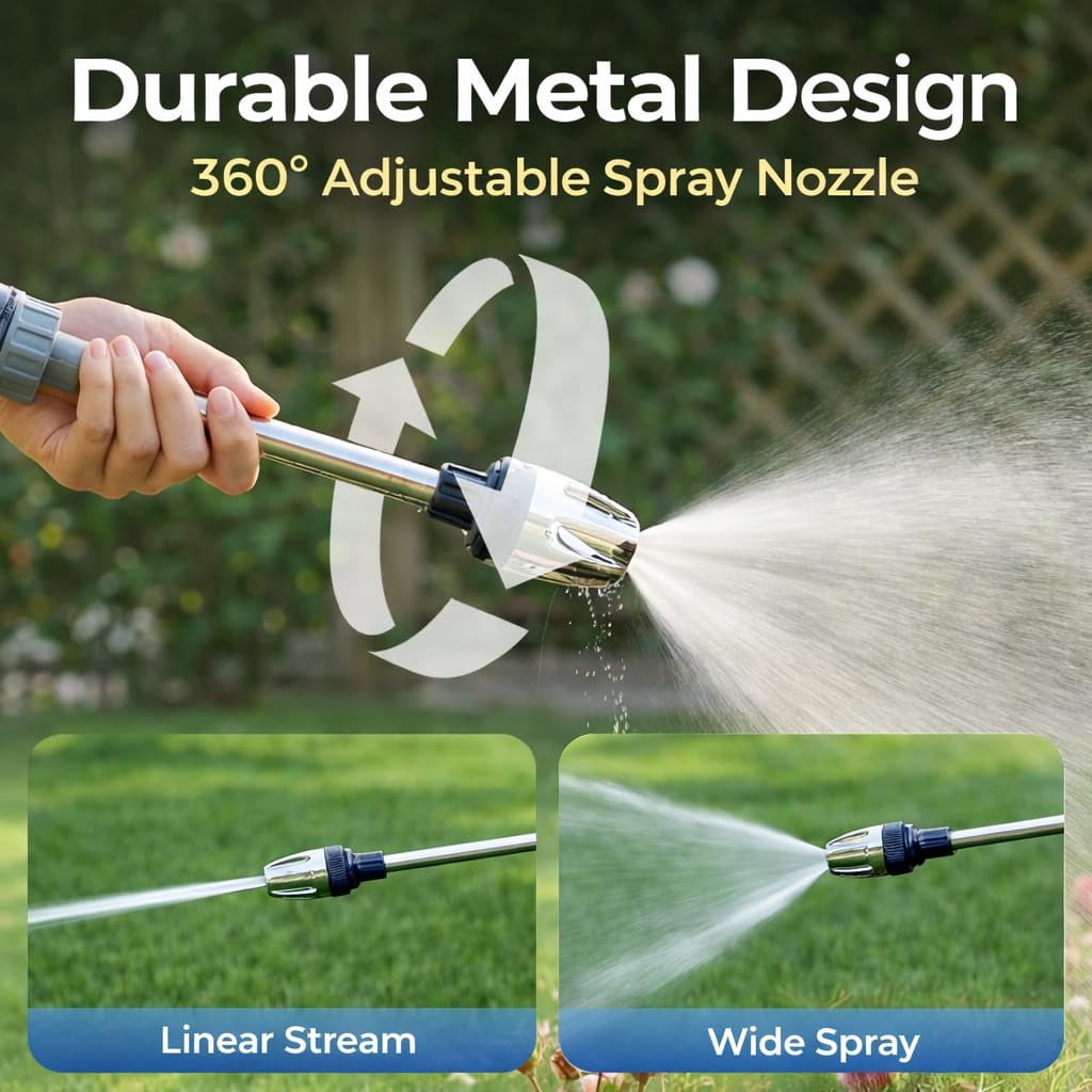 Heavy Duty Garden Hose Nozzle, High Pressure Water Cleaning Jet Sprayer, Multi-Function Lawn & Garden Hose Nozzle for Yard, House, Car & Pet Cleaning